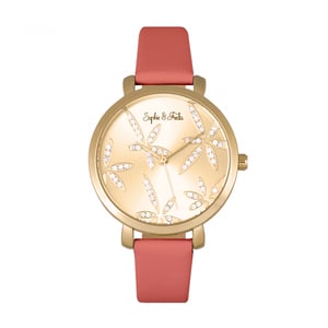 Reloj Sophie & Freda Key West con correa de cuero y cristales Swarovski
