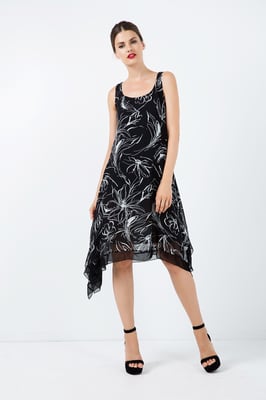Vestido de capas sin mangas con detalle de red