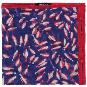 Hackett London Lino Impreso Koi Fish Hombre Azul Marino/Rojo Hank Pañuelos