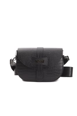 Bolso Cruzado de Cuero Negro Donatella para Mujer Pompei