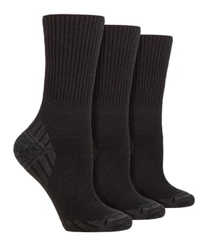 3 Pack Calcetines Diabéticos para Caminar para Hombre | IOMI FOOTNURSE | Extra Wide Soft Top Seamless Hiking Socks - Negro