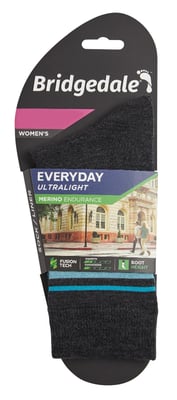 Bridgedale - Womens Liner Base Layer Merino Socks - Gris oscuro / Azul