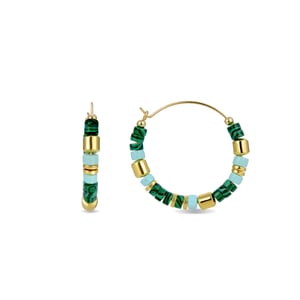 Pendientes Luxenter  de Plata de Ley 925 con Malaquita acabados en oro amarillo de 18K - Ihun