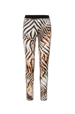 Pantalones de seda con estampado animal
