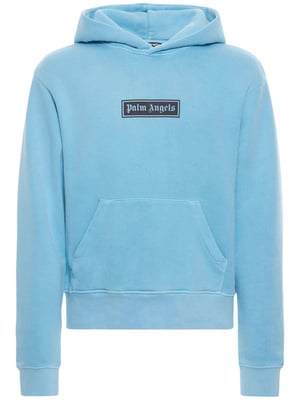 Palm Angels Garment Dyed Box Logo sudadera con capucha azul claro