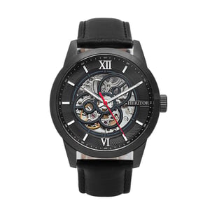 Reloj automático Heritor Jonas con correa de cuero y esqueleto