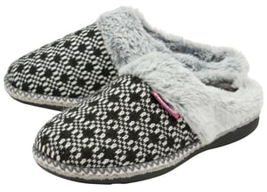 Dunlop - Ladies Cute Cosy Plush Memory Foam Knitted Slippers With Open Back Mules