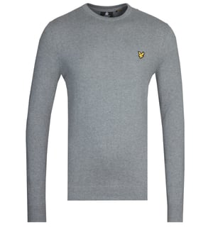 Jersey tipo jersey de algodon merino en gris medio jaspeado de Lyle & Scott