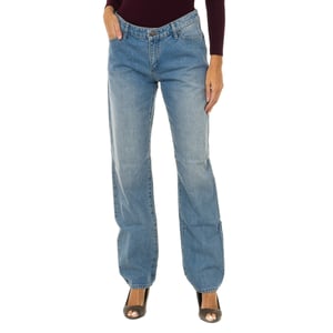 Pantalones tejanos largos con corte recto 6Y5J15-5DWQZ mujer