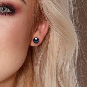 Pendientes Pearas cultivadas Agua dulce 9-10 mm Sistema de seguridad negra Oro amarillo