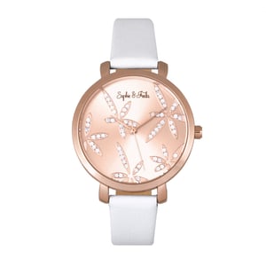 Reloj Sophie & Freda Key West con correa de cuero y cristales Swarovski