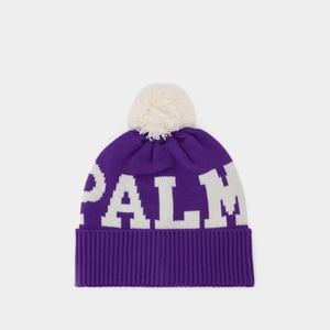 Gorro Pompón Logo Blanco y Morado