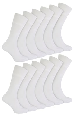 IOMI - Paquete múltiple de 12 pares de calcetines diabéticos de bambú para hombre - Blanco