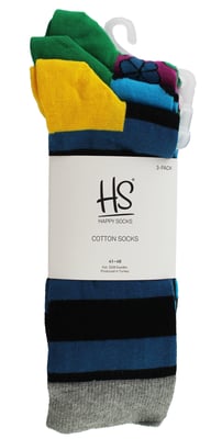 HS by Happy Socks - Pack de 3 calcetines de rayas de colores para hombre - Raya ancha