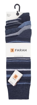 Farah - Paquete de 5 calcetines de algodón para hombre, finos, transpirables, de rayas, de corte clásico y suaves - FCS271DENTEL (Rayas)