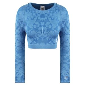 Gymshark adaptar a las mujeres camuflaje azul top corto