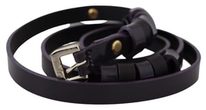 Cinturón de cuero negro para mujer GF Ferre con hebilla delgada de metal dorado cromado