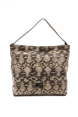 Bolso de Hombro de Cuero Gris para Mujer Pompei Donatella
