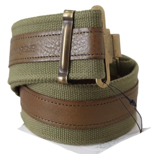 Cinturón de Ejército Verde de Cuero con Hebilla Rústica de Bronce de Ermanno Scervino para Mujer