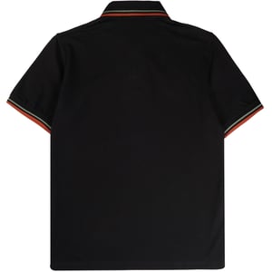 Polo negro con ribetes gemelos en verde y marrón de Fred Perry