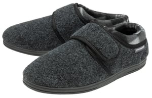 Pantuflas de Velcro para Hombre | Dunlop | Memory Foam | Orthapedic | Easy Close | House Bedroom Indoor - Charcoal