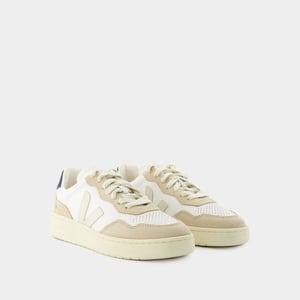 Zapatillas V-90 - Veja - Piel - Blanco Piedra
