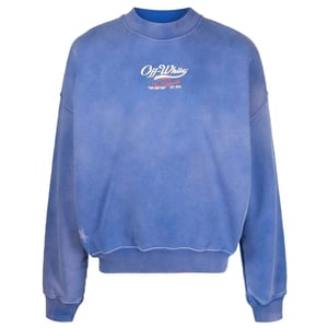 Off-White Sudadera azul con cuello redondo y corte cuadrado Wave Off