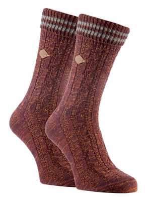 Paquete de 2 calcetines de algodón de punto por cable para hombre con parte superior vuelta