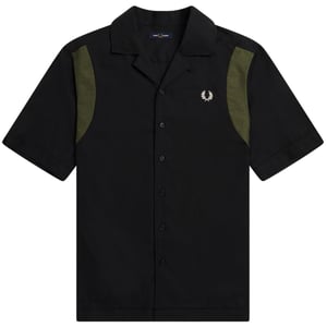 Camisa bowling negra de manga corta con paneles de Fred Perry