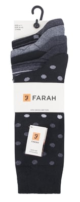 Farah - Paquete de 5 calcetines de algodón para hombre, finos, transpirables y con diseño de lunares - FCS273BLKCHA (Lunares)