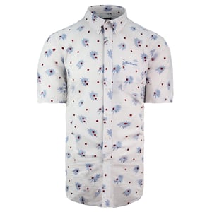 Camisa de oxford blanco estampado para hombres estampados de Ben Sherman