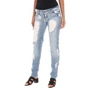 Pantalon Tejano Largo efecto roto con gasa D012929-D024 mujer
