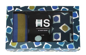 HS by Happy Socks - Calcetines de vestir para hombre en caja de regalo de 3 unidades - Cuadrados