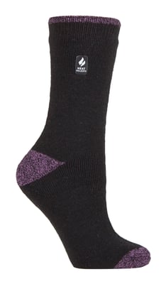 Heat Holders Lite - Calcetines Térmicos Aislantes para Mujer | Múltiples Diseños Incluyendo Rayas Argyle Corazones Estrellas | Calcetines Cálidos para Invierno - Negro / Morado H&T (Tenerife)