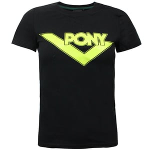 Pony Womens Camiseta de manga corta Top gráfica de marca Negra 912W2A72BLK