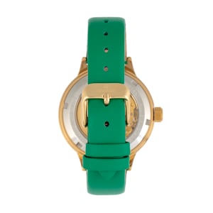 Reloj automático Empress Alice con correa de cuero y esfera esquelética MOP