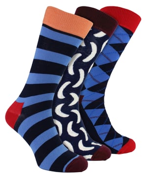 HS by Happy Socks - Pack de 3 Calcetines de vestir Argyle - Argyle (Rojo)