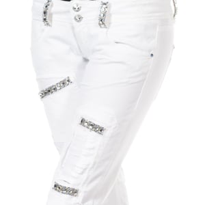 Pantalon largo con bajos de corte pitillo 10DBF0125 mujer