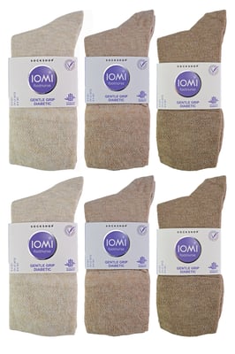 IOMI - Paquete múltiple de 12 pares de calcetines diabéticos de bambú para mujer - Beige