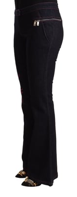 Jeans de mezclilla de mujer Exte negros de algodón con cintura media y corte acampanado