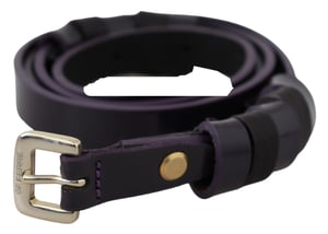 Cinturón de cuero negro para mujer GF Ferre con hebilla delgada de metal dorado cromado