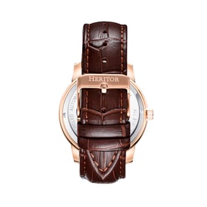 Reloj automático Heritor Emmanuel semiesqueleto con correa de cuero