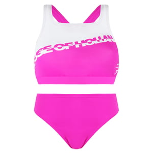 Speedo impresa House of Holanda Pink White Women Dos piezas Swimsuit 8 121933087