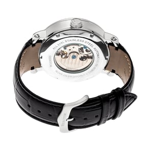 Reloj automático Heritor Aries con correa de cuero y esqueleto