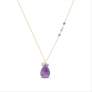 Collar Luxenter, adak de aleación de metal y amatista natural acabado baño oro 18K