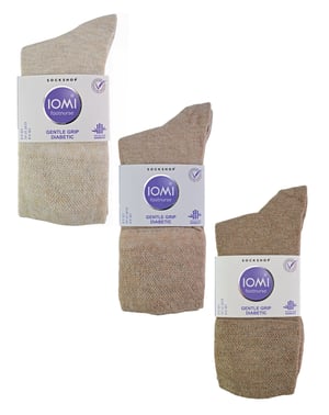IOMI - 6 Pack Calcetines Diabéticos de Bambú para Mujer - Beige