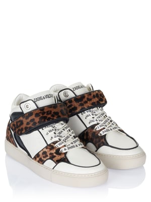 Zapatilla Zadig Voltaire Mid Flash de piel de vaca estampada