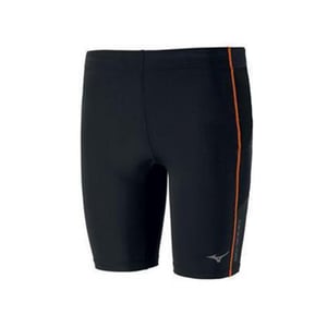 Mizuno Stretch Waist Negro/Naranja Logo Gráfico Hombre Mallas Medias J2GB601391
