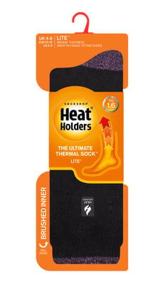 Heat Holders Lite - Calcetines Térmicos Aislantes para Mujer | Múltiples Diseños Incluyendo Rayas Argyle Corazones Estrellas | Calcetines Cálidos para Invierno - Negro / Morado H&T (Tenerife)