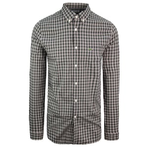 Lacoste Regular Fit Mens Camisa negra a cuadros
